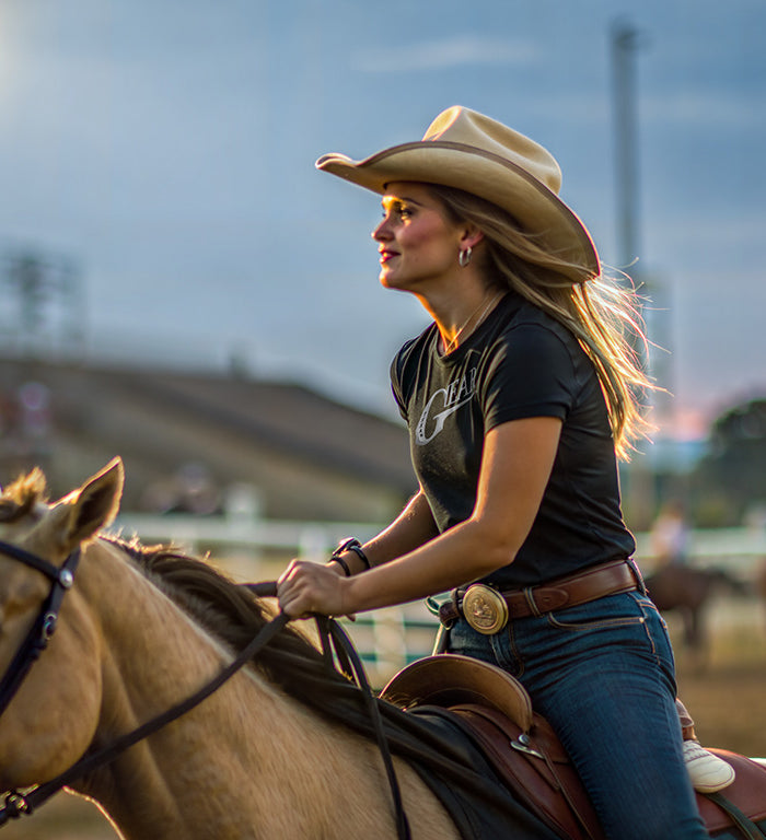 <h2>Texan Lady Wearing Texas Gear T-Shirt</h2>