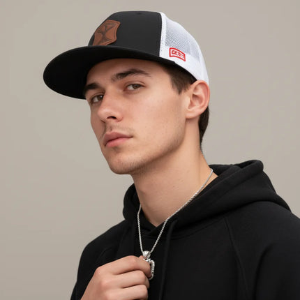 Pathfinder - Texas Pioneer - Black & White Trucker Hat