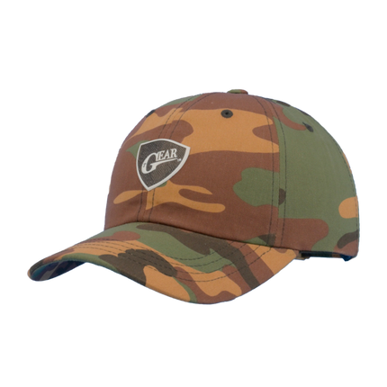 Texas Gear Insignia Logo. Adorn the FlexFit YP Classic Retro “CAMO” Trucker Hat