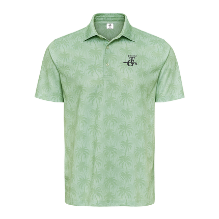 Texas-Inspired Charleston Green Palm Performance Polo Shirt, adorned with the 3D TX-GOLF TG Logo.