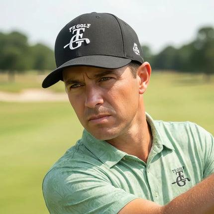 Texas-Inspired Charleston Green Palm Performance Polo Shirt, adorned with the 3D TX-GOLF TG Logo.