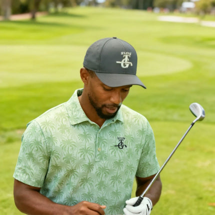 Texas-Inspired Charleston Green Palm Performance Polo Shirt, adorned with the 3D TX-GOLF TG Logo.