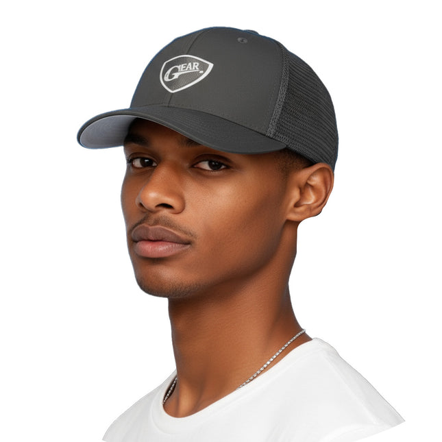 Texas Gear’s Insignia 3D Logo. Adorn on a FlexFit Black Mesh Hat.