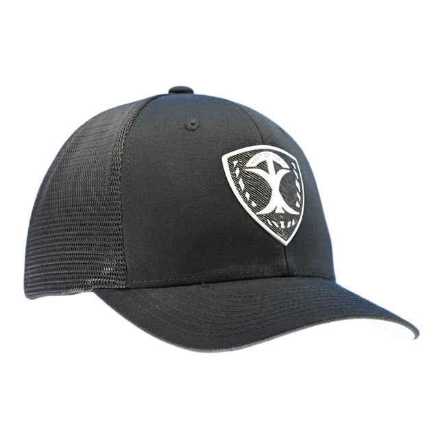 Out of Texas Tex Emblem. FlexFit Mesh Black Hat.